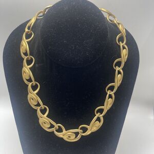 Vintage P.E.P Erwin Pearl Matte Gold Tone Swirl Link Necklace